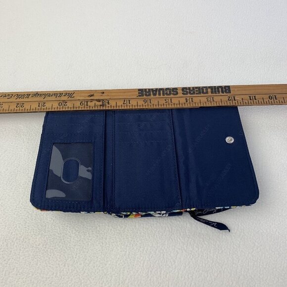 Vera Bradley “Chandelier Floral” Pattern Trifold Wallet Wristlet Blue - Picture 5 of 7